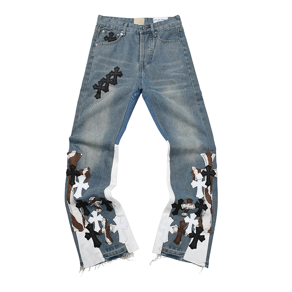 CHROME HEARTS JEANS BLUE CAMO CROSS