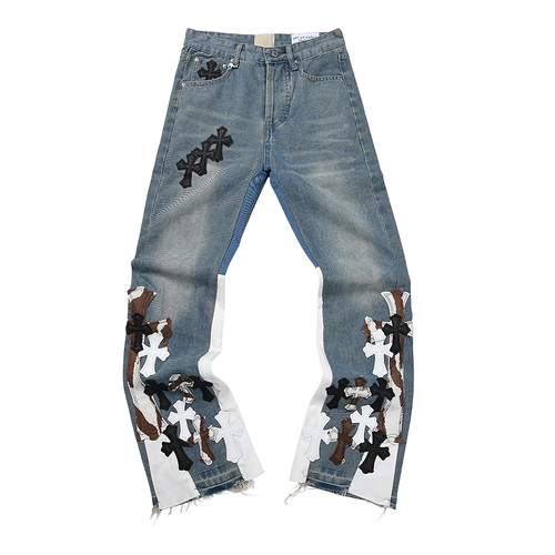 CHROME HEARTS JEANS BLUE CAMO CROSS