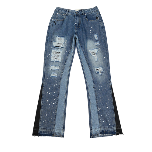 GALLERY DEPT. JEANS BLUE RIPPED PAINT SPLATTER
