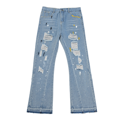 GALLERY DEPT. JEANS BLUE RIPPED MUSTARD