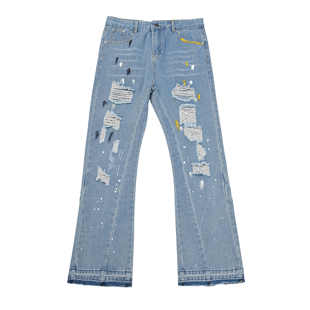 GALLERY DEPT. JEANS BLUE RIPPED MUSTARD
