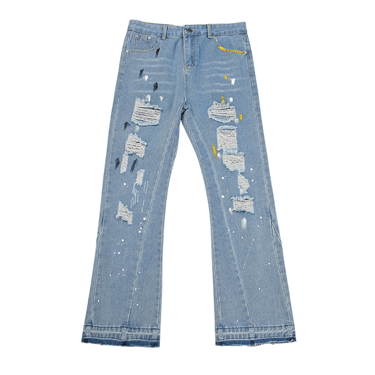GALLERY DEPT. JEANS BLUE RIPPED MUSTARD