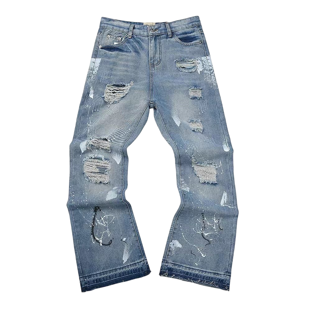 GALLERY DEPT. JEANS BLUE RIPPED JIZZED