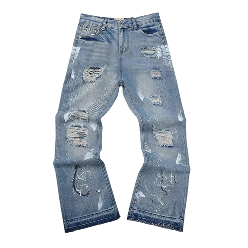 GALLERY DEPT. JEANS BLUE RIPPED JIZZED