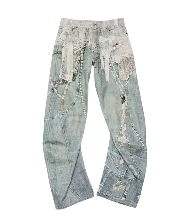 ACNE STUDIOS STRIPPED AND RIGGED JEANS