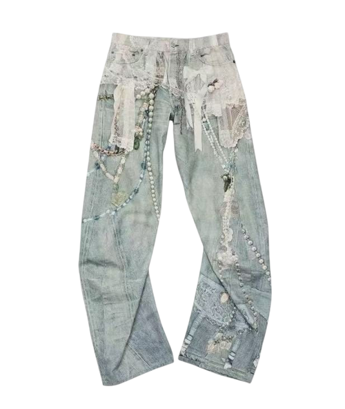 ACNE STUDIOS STRIPPED AND RIGGED JEANS