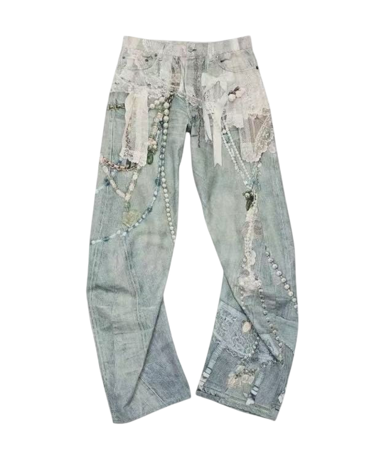 ACNE STUDIOS STRIPPED AND RIGGED JEANS