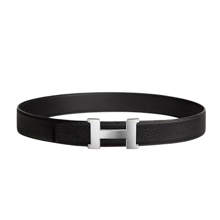 HERMES SILVER  BELT BUCKLE & REVERSIBLE LEATHER