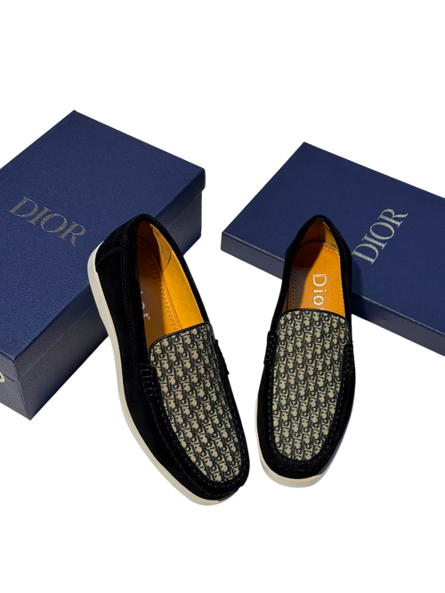 DIOR BLACK GRANVILE D PRINT LOAFERS