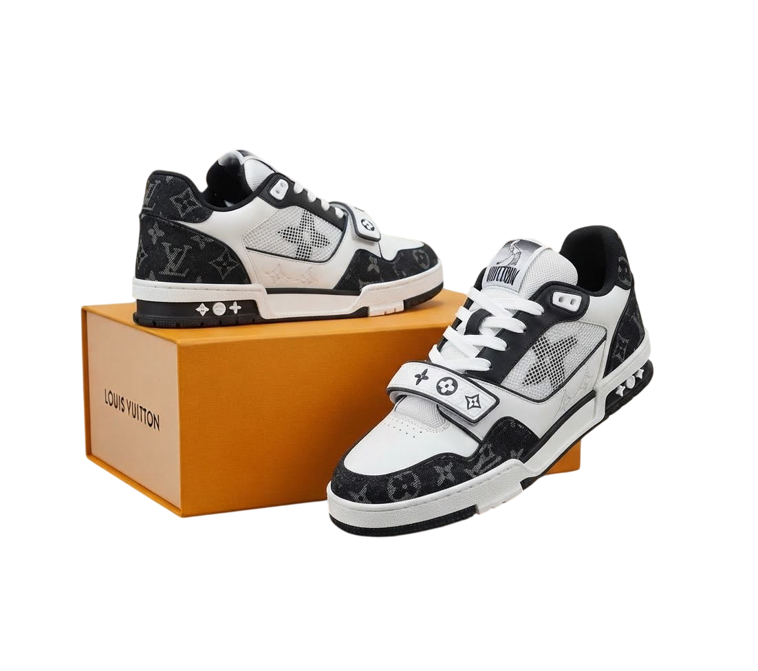 LV TRAINER MONOGRAM DENIM WHITE & BLACK