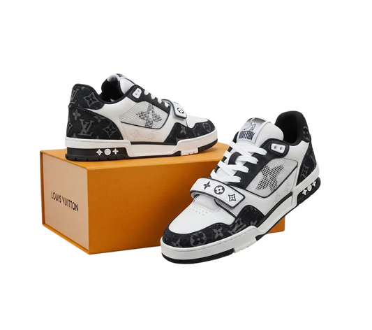 LV TRAINER MONOGRAM DENIM WHITE & BLACK
