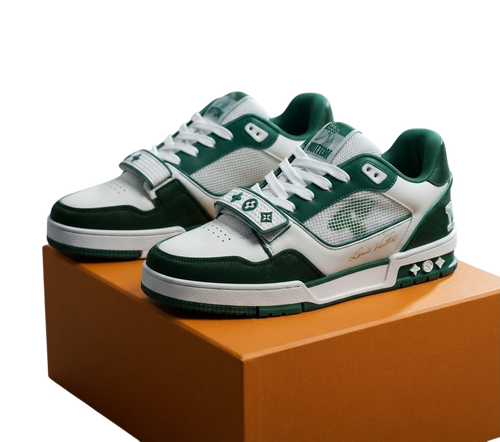 LV TRAINER MONOGRAM DENIM WHITE & GREEN