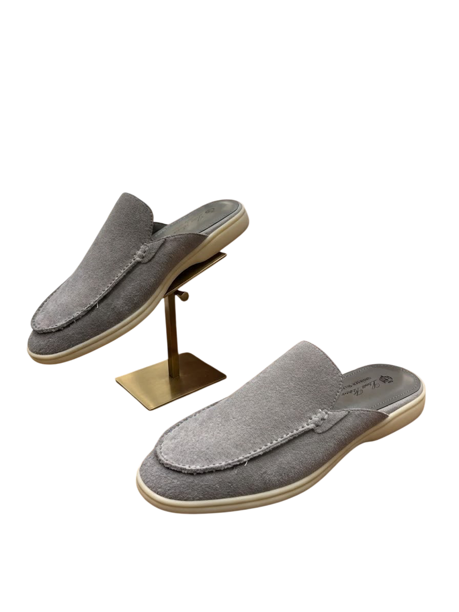 LORO PIANO BABOUCHE WALK LOAFER GREY SUEDE