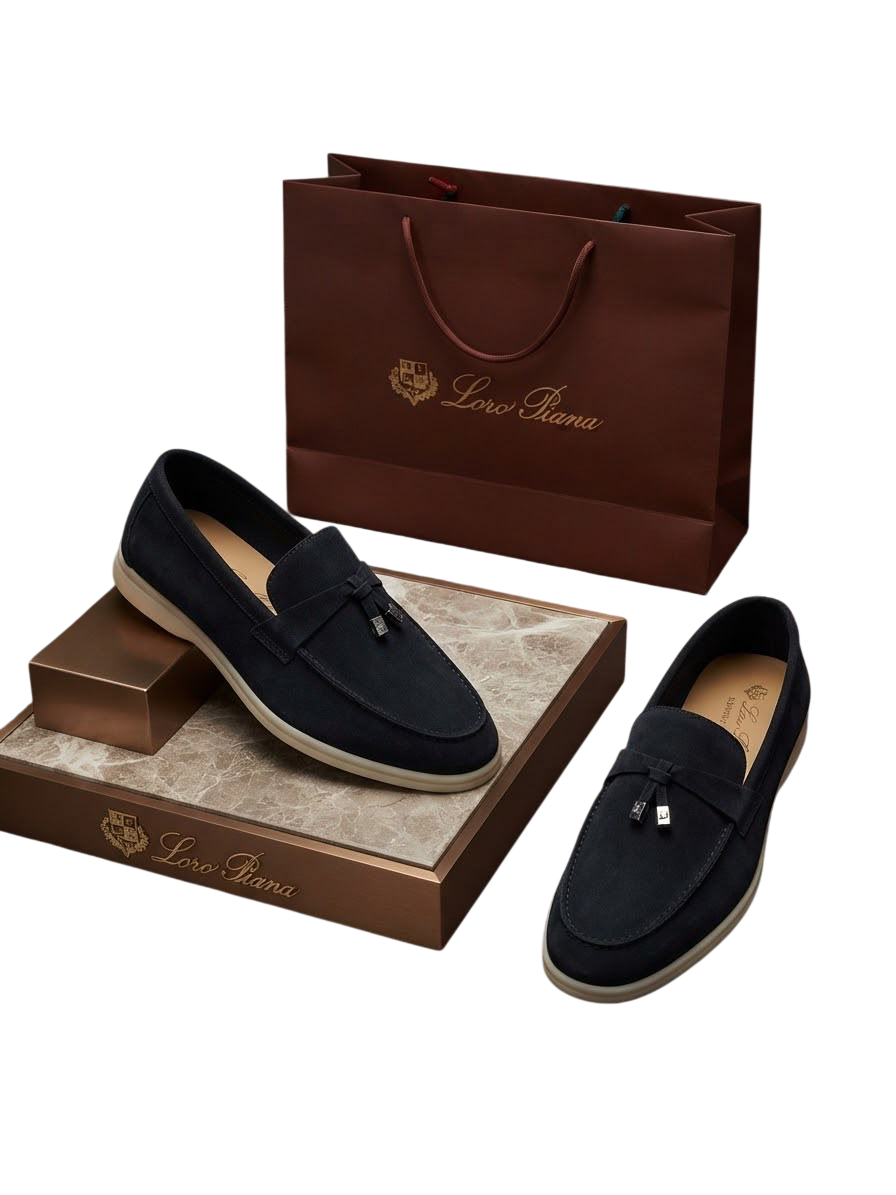 LORO PIANO SUMMER WALK LOAFERS BLACK SUEDE
