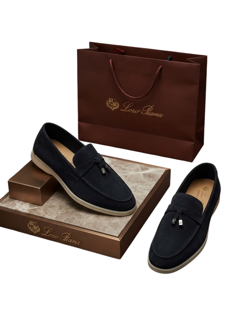 LORO PIANO SUMMER WALK LOAFERS BLACK SUEDE