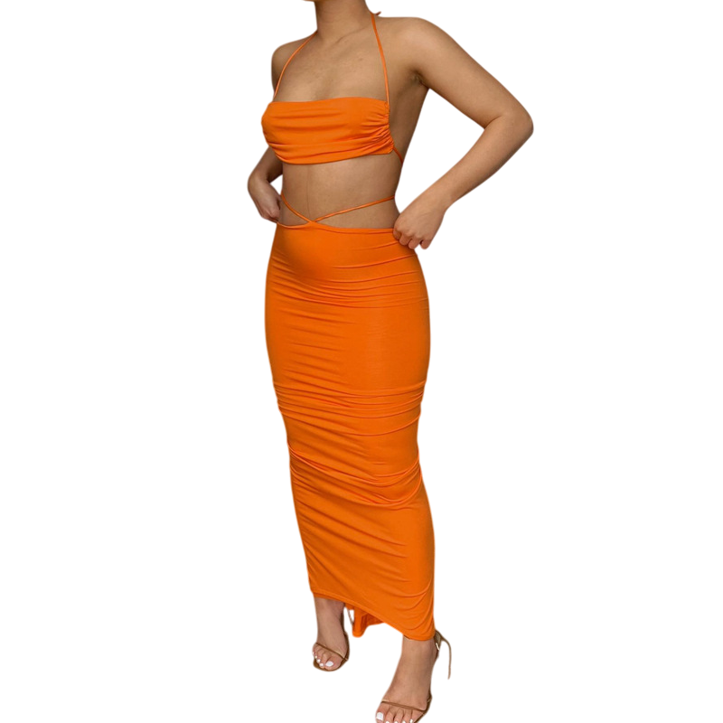 ORANGE HALTERNECK DRESS