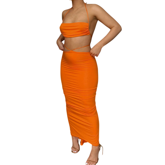 ORANGE HALTERNECK DRESS