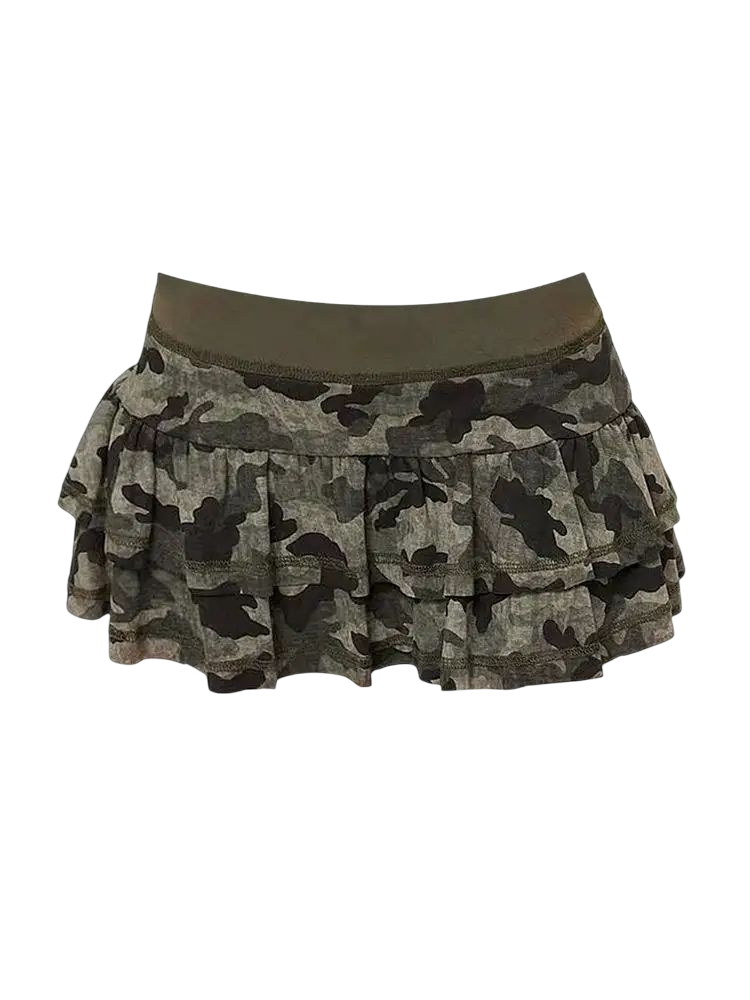 CAMO PLEADED SKIRT