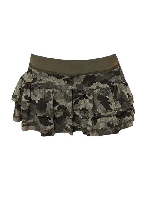 CAMO PLEADED SKIRT