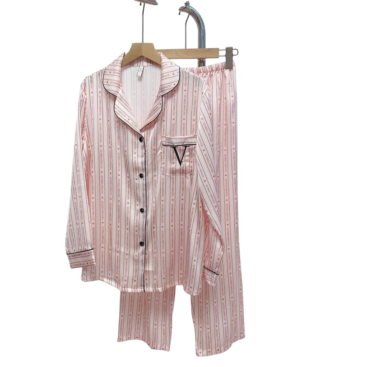 VICTORIAS SECRET PATTERENED SILK PINK NIGHT GOWN