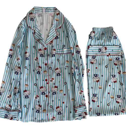 VICTORIAS SECRET BLUE SPECIAL EDITION HELLO KITTY SILK NIGHT GOWN