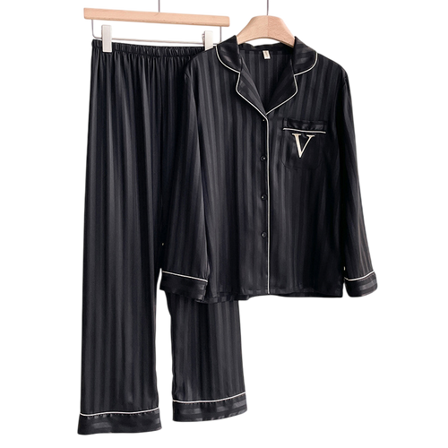 VICTORIAS SECRET BLACK SILK NIGHT GOWN