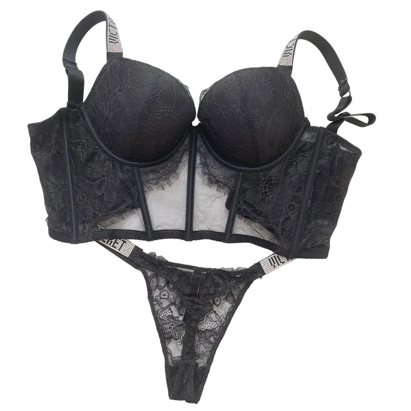 VICTORIAS SECRET SPARKLE BUSTIER SET