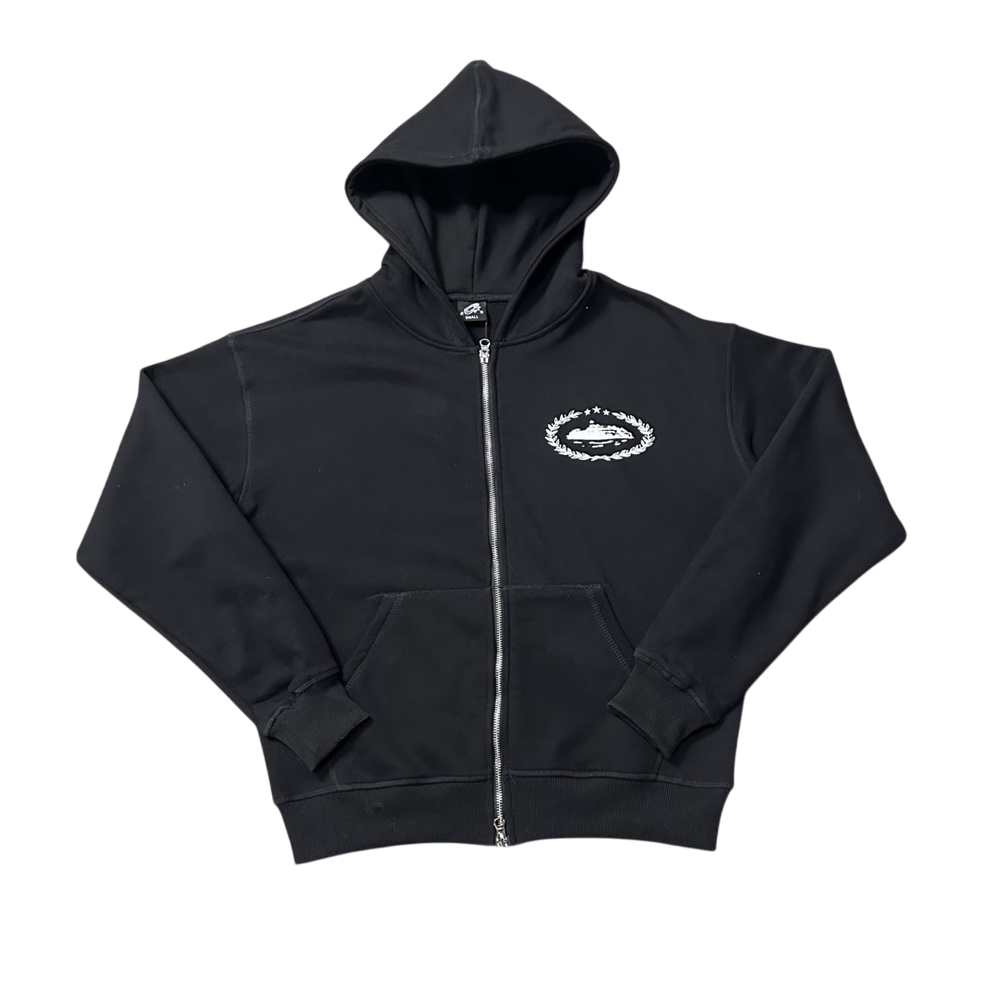 CORTEIZ BLACK LOGO ZIPUP size S
