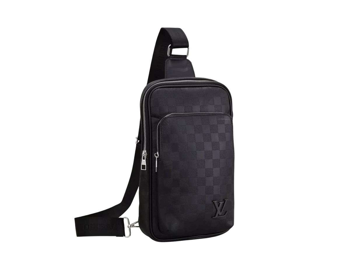 LV LOGO SMALL MATTE BLACK CHECKERED SHOULDER BAG