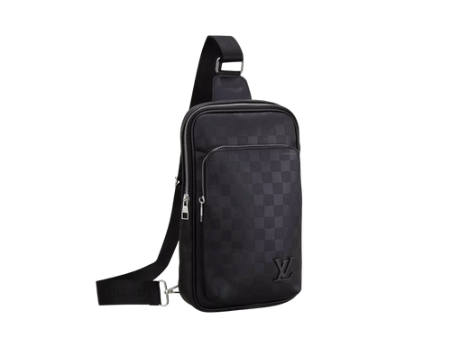 LV LOGO SMALL MATTE BLACK CHECKERED SHOULDER BAG