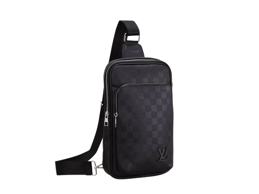 LV LOGO SMALL MATTE BLACK CHECKERED SHOULDER BAG