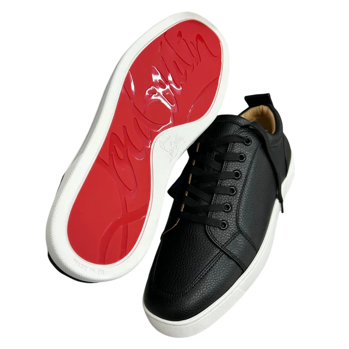 LOUBOUTIN BLACK WHITE SNEAKERS REDBOTTOMS