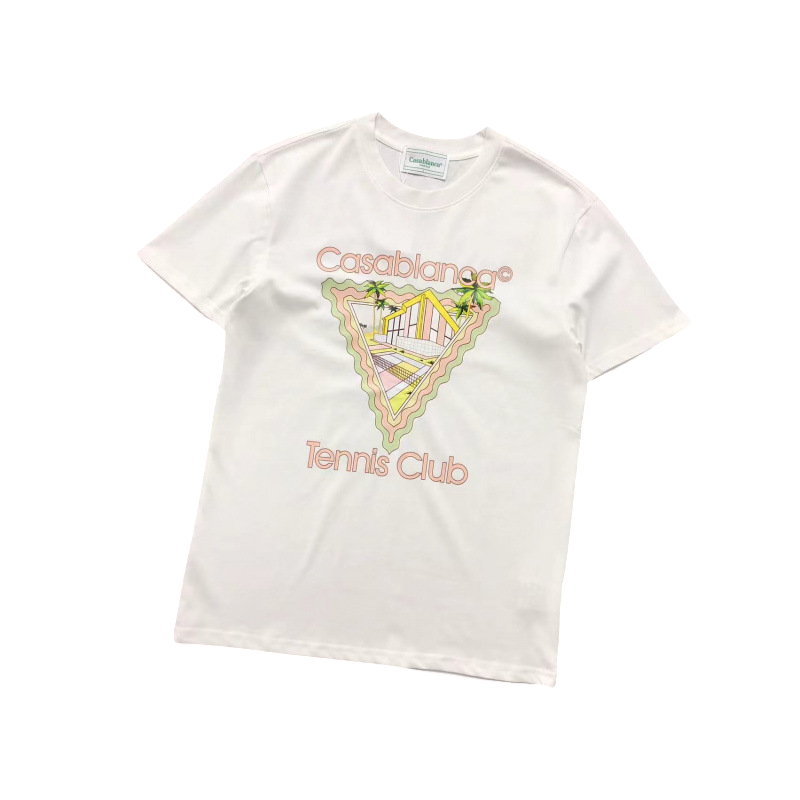 CASABLANCA TRIANGLE TENNIS CLUB SHIRT WHITE GOLD