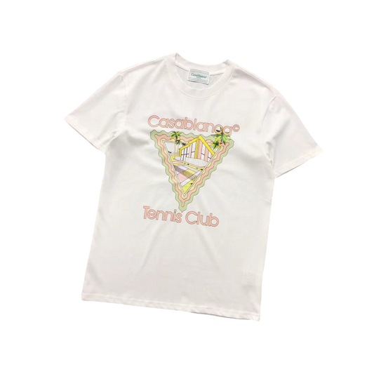 CASABLANCA TRIANGLE TENNIS CLUB SHIRT WHITE GOLD