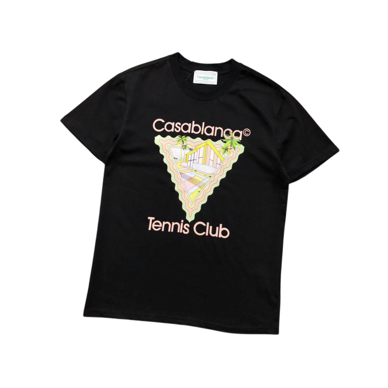 CASABLANCA TRIANGLE TENNIS CLUB SHIRT BLACK GOLD