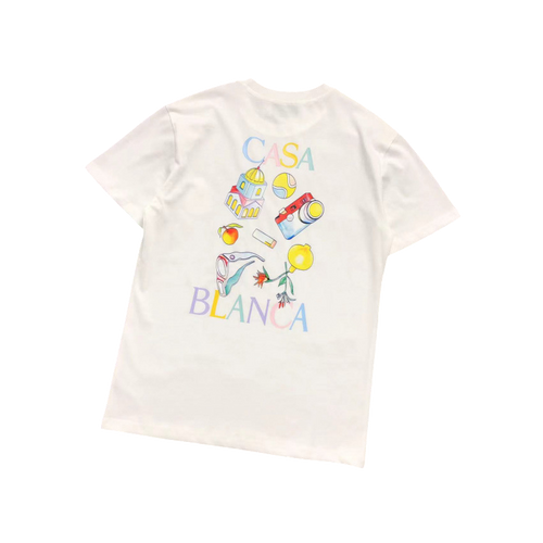 CASABLANCA FALLING CARTOON WHITE SHIRT