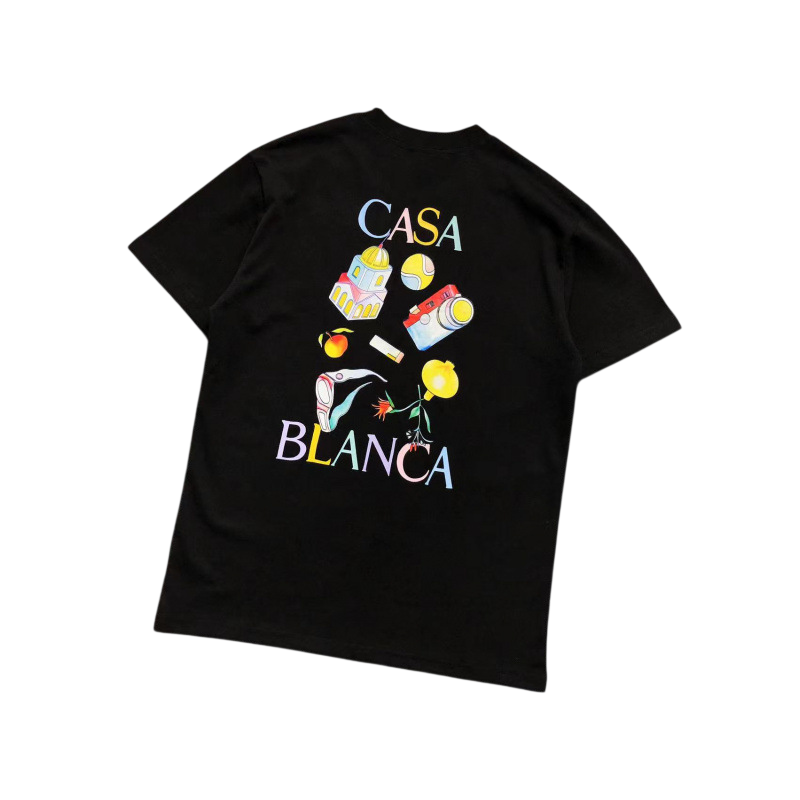 CASABLANCA FALLING CARTOON BLACK SHIRT