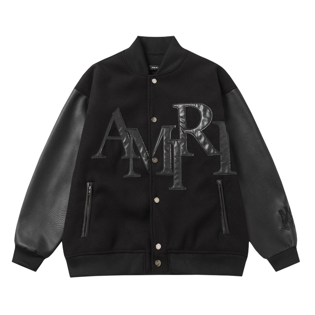 AMIRI STRAGGERED LOGO VARSITY JACKET