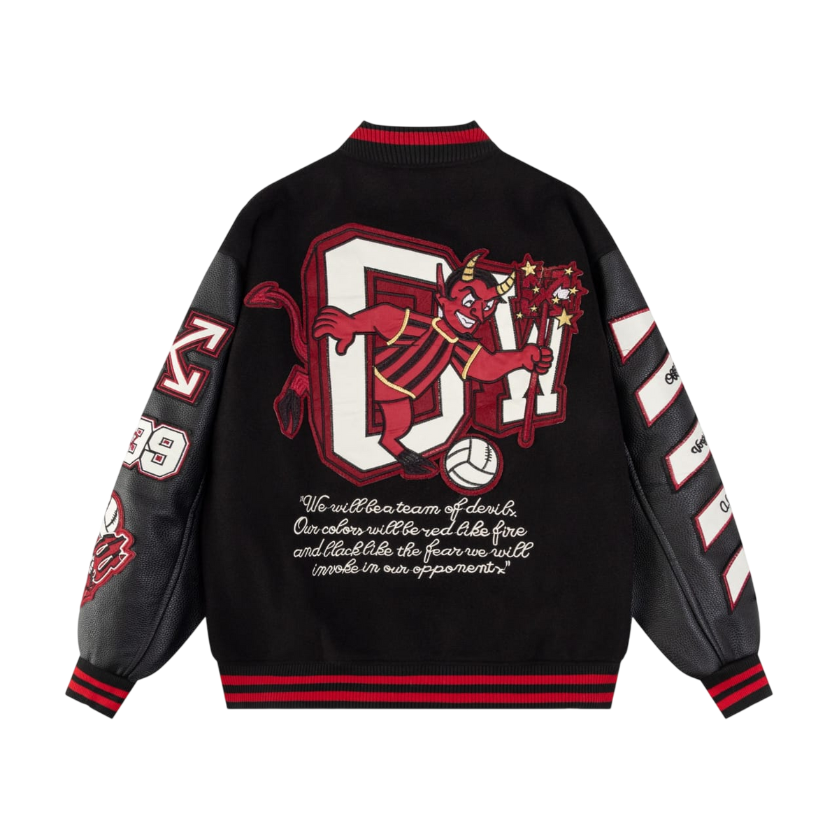 OFF-WHITE X A.C. MILAN LOGO-APPLIQUÉ VARSITY JACKETS