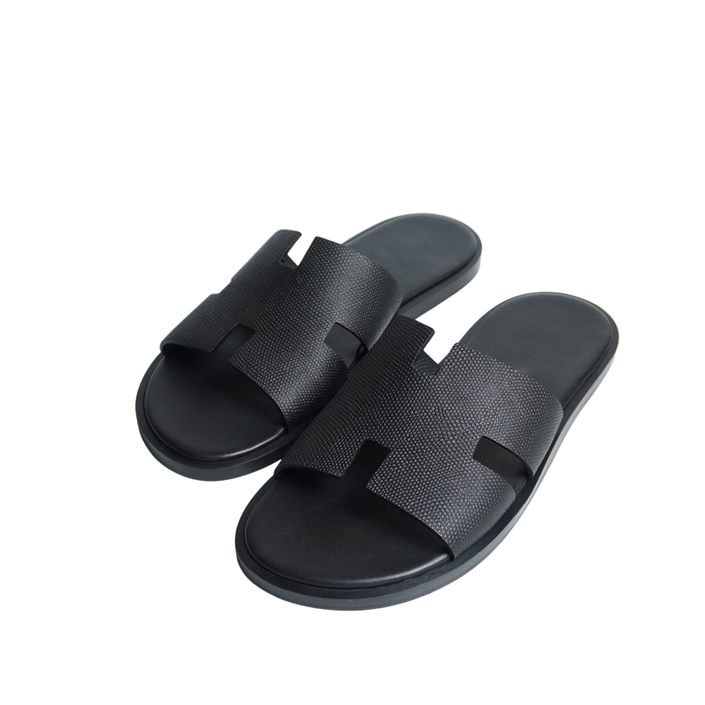 HERMES BLACK SLIPPERS
