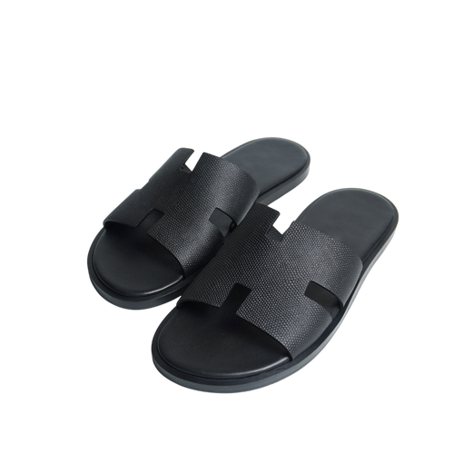 HERMES BLACK SLIPPERS