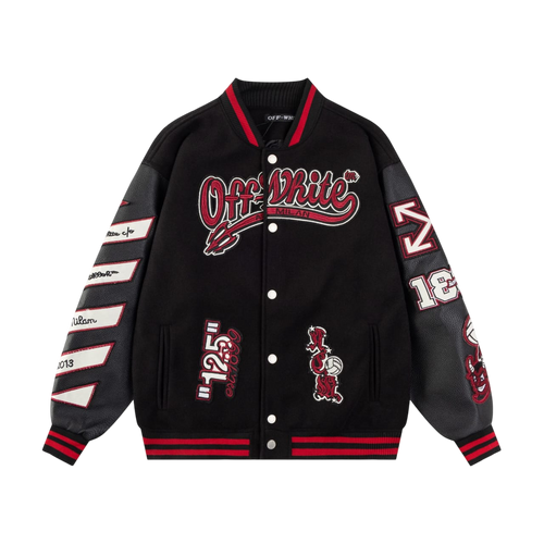 OFF-WHITE X A.C. MILAN LOGO-APPLIQUÉ VARSITY JACKETS