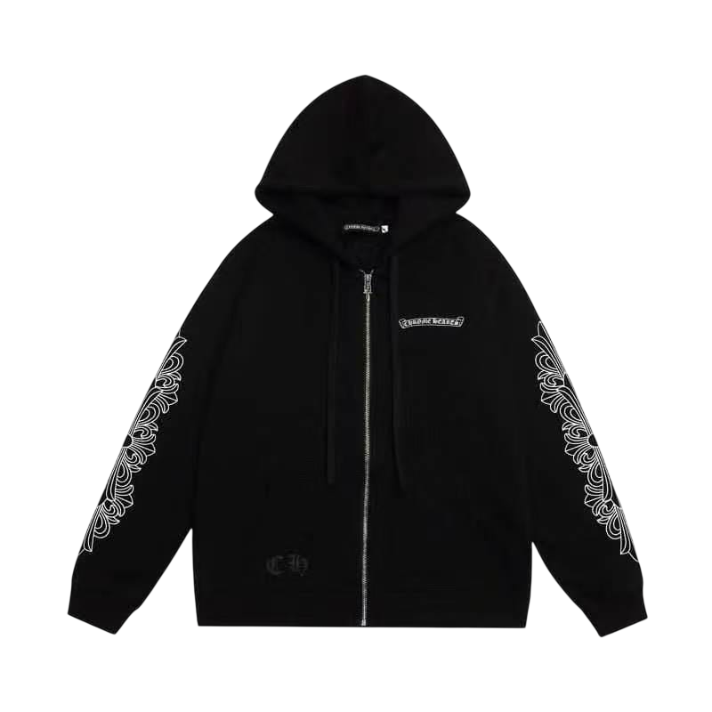 CHROME HEARTS VERTICAL LOGO ZIP UP HOODIE