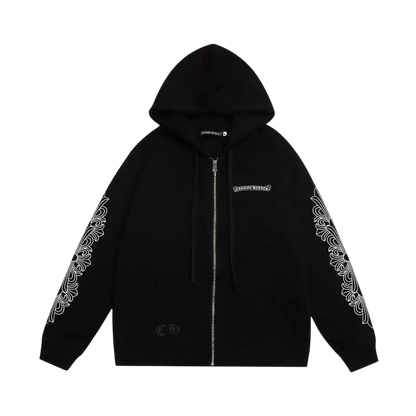 CHROME HEARTS VERTICAL LOGO ZIP UP HOODIE