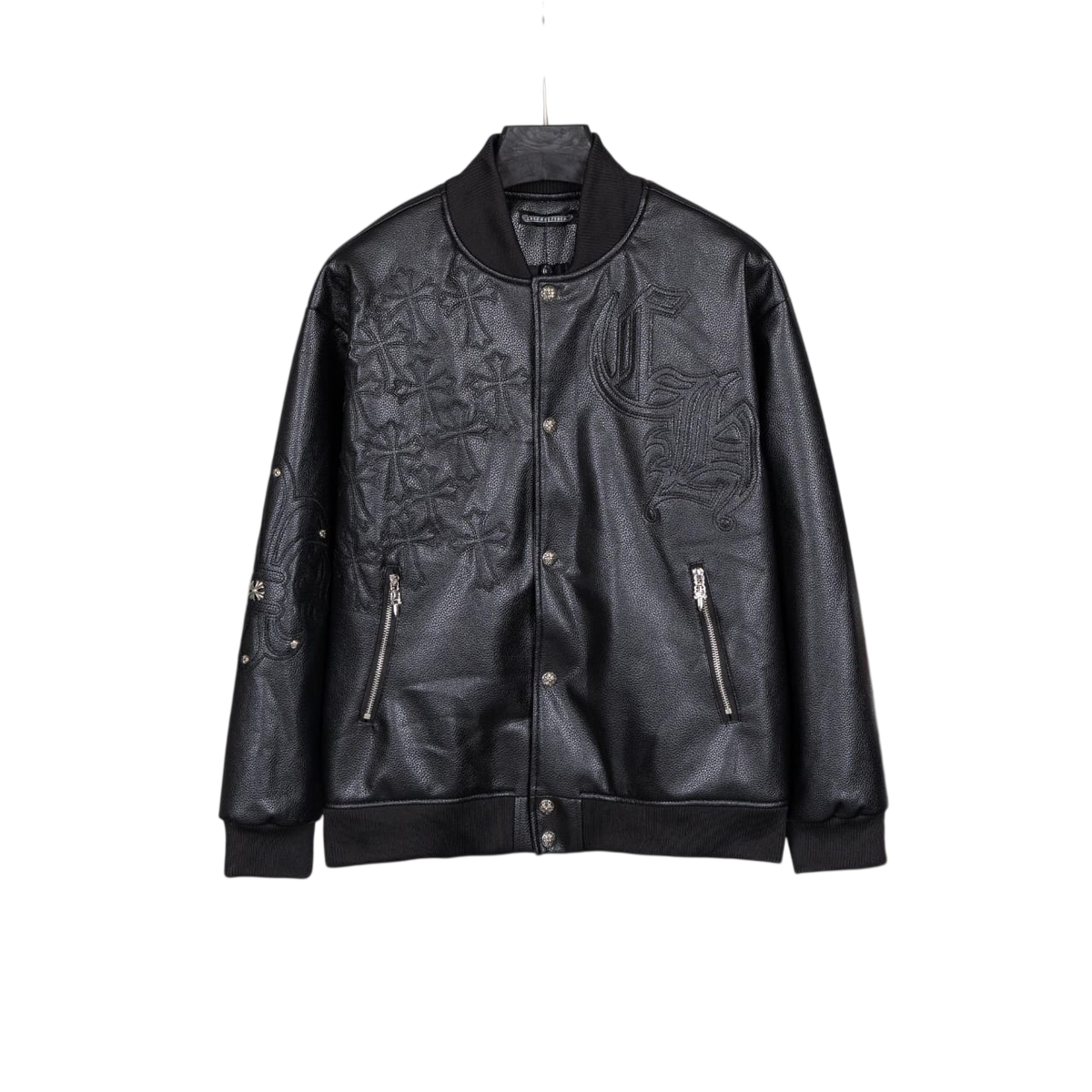 CHROME HEARTS LEATHER VARSITY JACKET