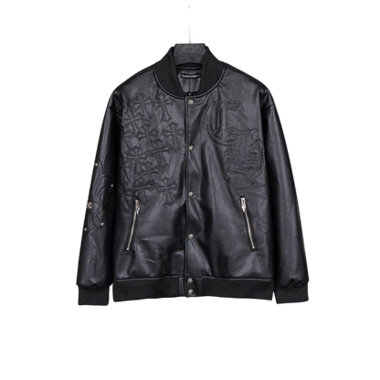 CHROME HEARTS LEATHER VARSITY JACKET