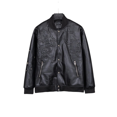 CHROME HEARTS LEATHER VARSITY JACKET