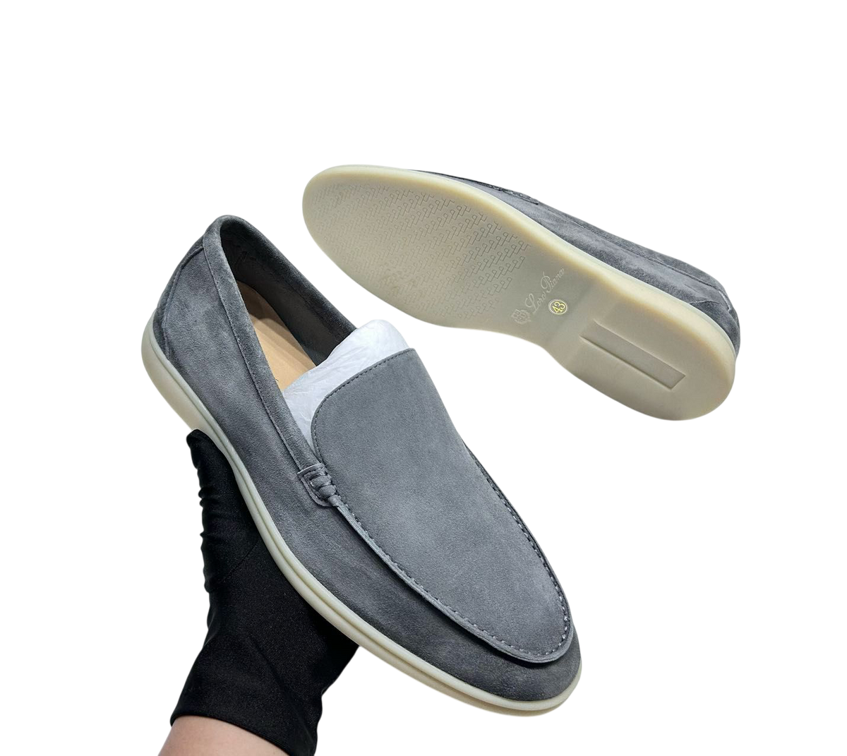 SPACE GREY LORO PIANA LOAFERS
