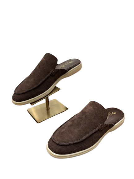 LORO PIANO BABOUCHE WALK LOAFER BROWN OAK SUEDE