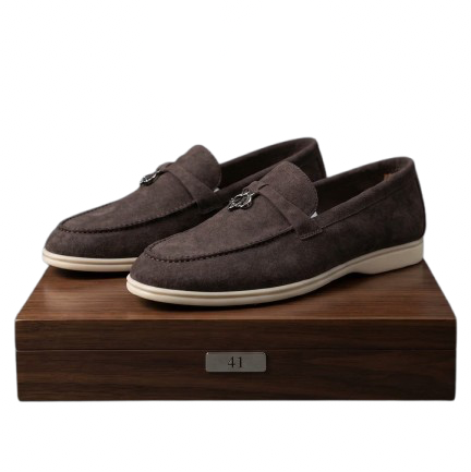 LORO PIANO SUMMER WALK LOAFERS COFFEE SUEDE